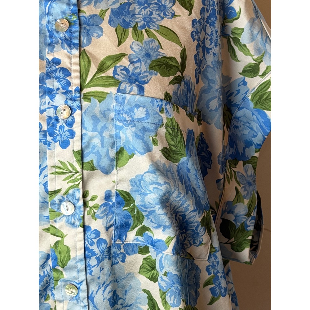 Show Me Your Mumu Best Day Button Up Women Medium Blue Floral Satin Boho Cottage - Picture 7 of 8